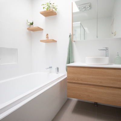 1 Renovated bathroom with floating sink