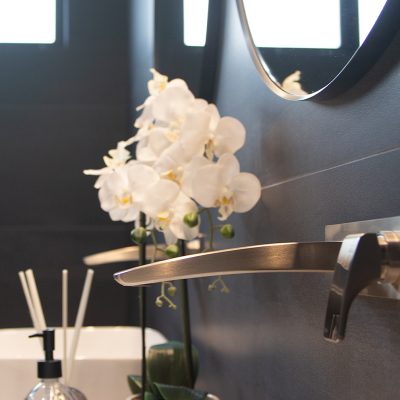 3 Luxury bathroom with black tile walls