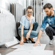Couple choosing floor tiles